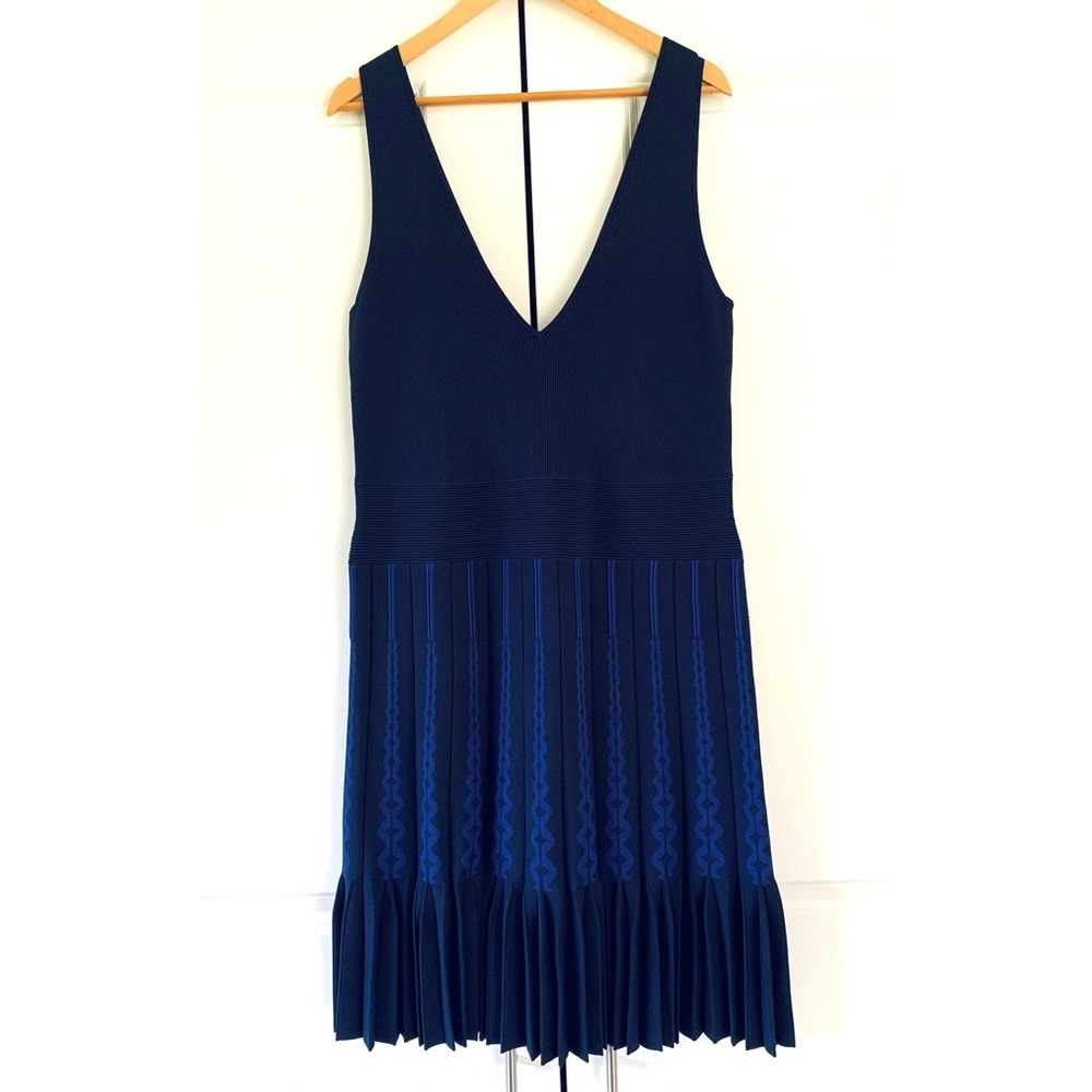 Ted Baker Navy and Royal Blue Pleated Mini Dress